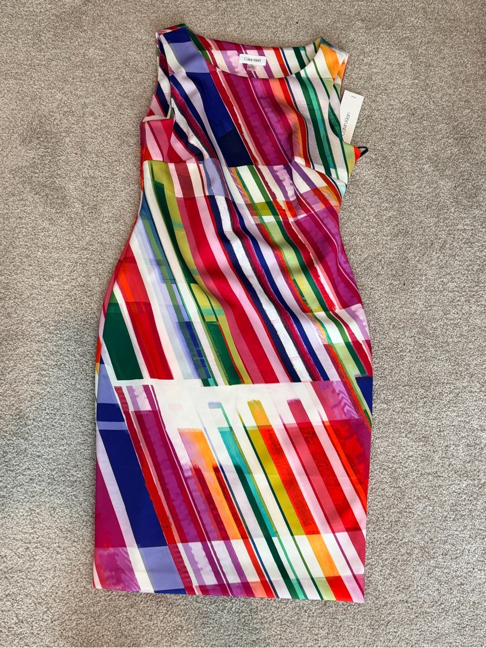 Calvin Klein Multicolor Diagonal Stripe Sheath Dress